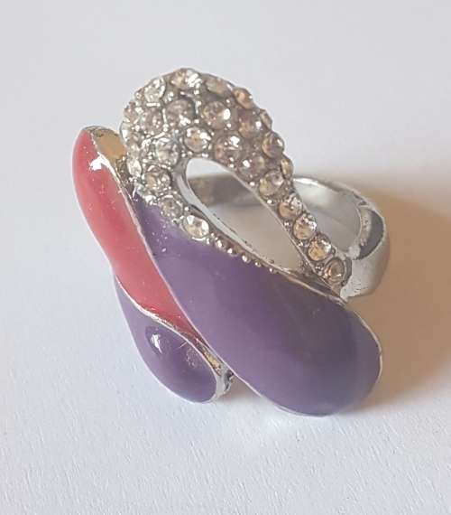 Modern Diamante Enamel Ring (Purple & Red) Bargain R1 Starting Bid