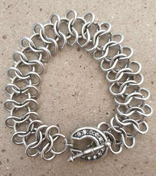 Chunky Silver Chain Bracelet with Diamante Clasp
