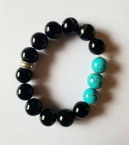 Black Obsidian & Howlite Bracelet