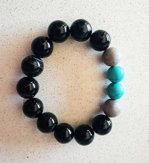 Black Obsidian & Howlite Bracelet