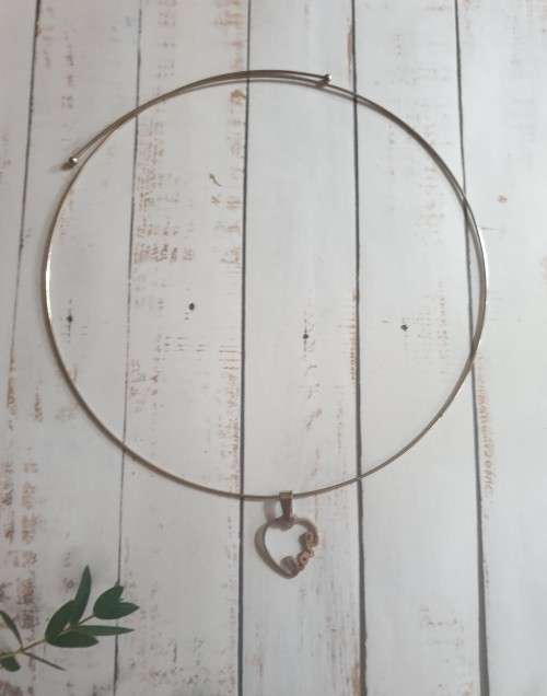 Stainless steel chocker necklace with stunning heart / love pendant