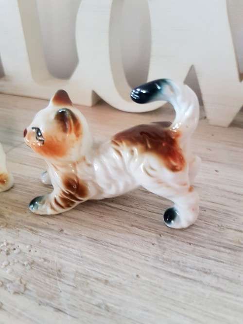 Vintage cat ornaments  Bone china - Taiwan 2 available, slightly different in their faces, legs, tai