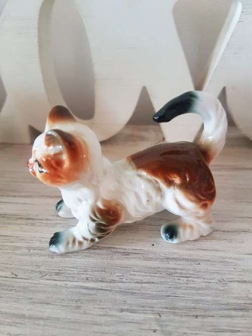 Vintage cat ornaments  Bone china - Taiwan 2 available, slightly different in their faces, legs, tai
