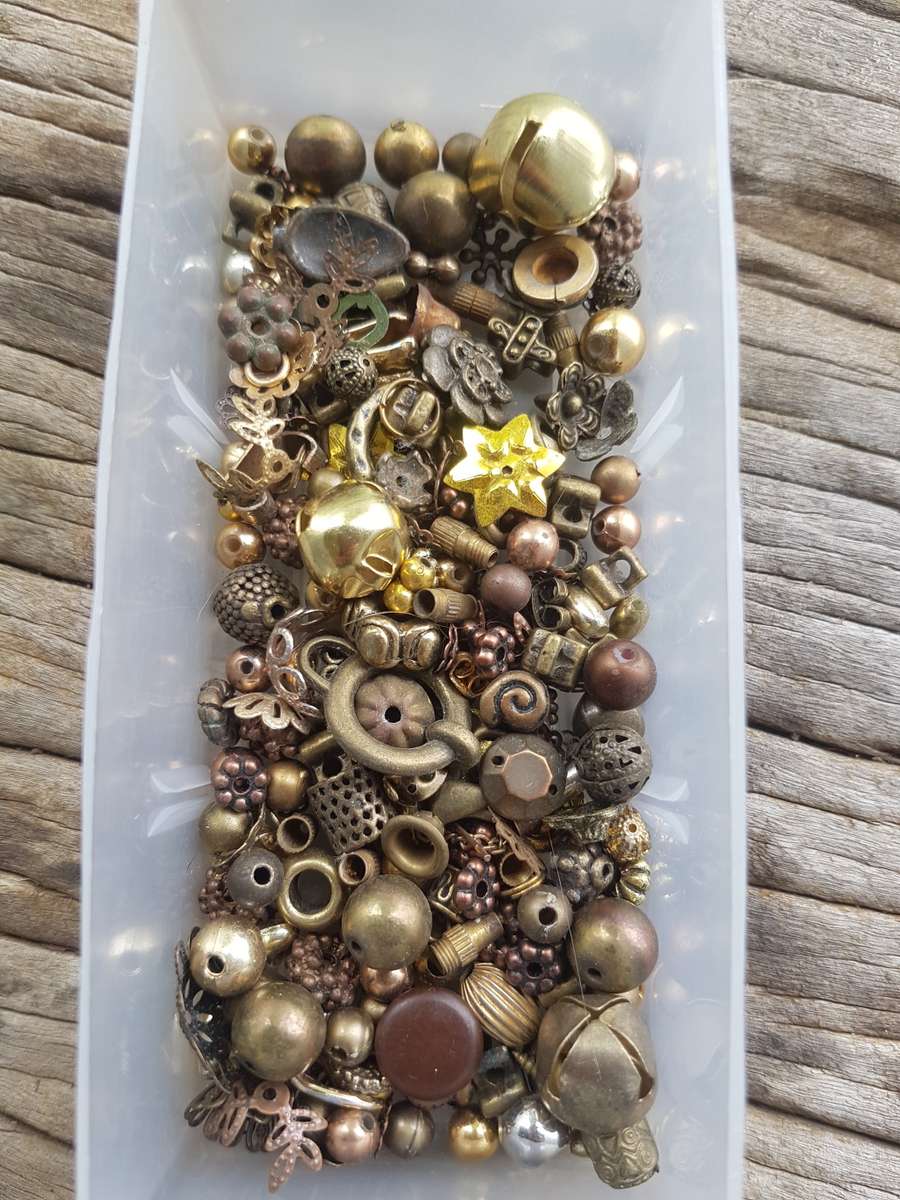 Bulk / Various bronze & gold beads & findings for jewellery making & crafting Mostly new