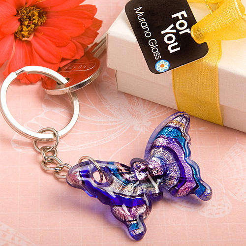 Murano glass butterfly keyring