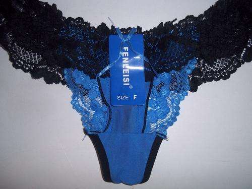 Sexy blue & black lacy g-string panties