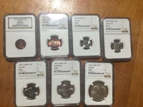 !!!Full set!!! 1965 Coins Graded by NGC from 1 Cent to 1 Rand