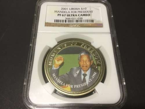 2001 LIBERIA $10 //Mandela for President// (NGC)