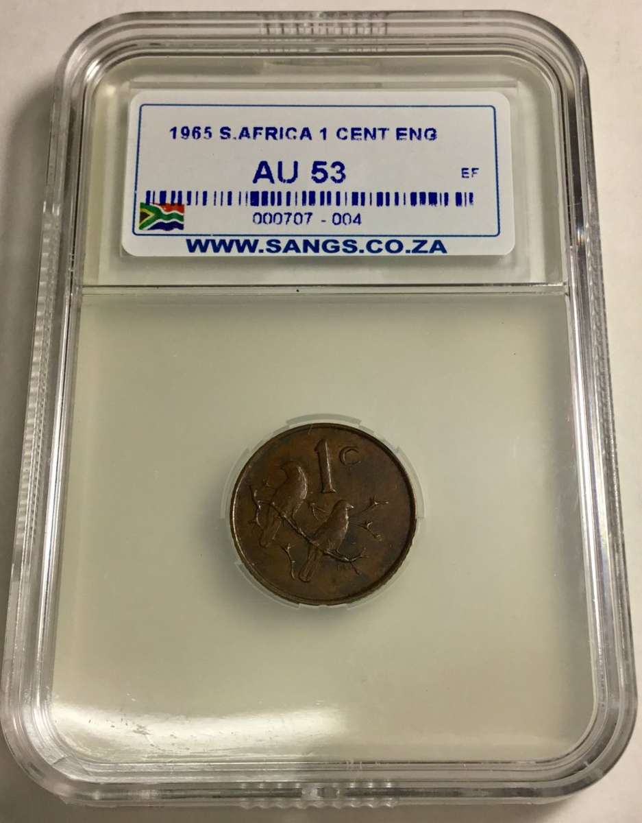 **1965 ONE CENT ENGLISH** Graded AU53