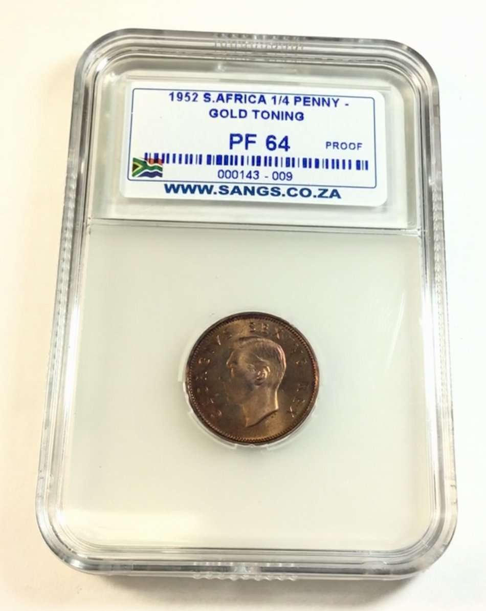 Under R200.00!! || 1952 Gold Toning Quarter Penny  ||  - Graded PF64 -