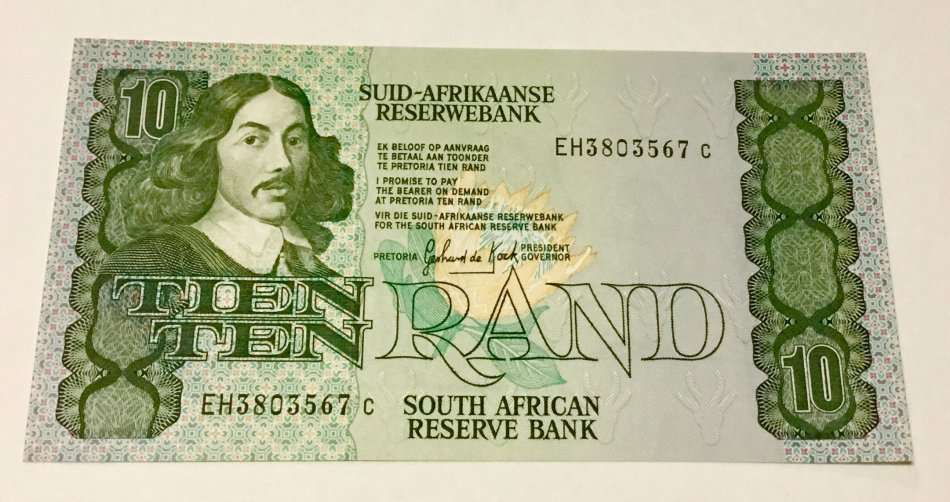 GPC DE KOCK ~ *UNC*  1985 Ten Rand Bank Note - Third Issue, Type 14 & 15
