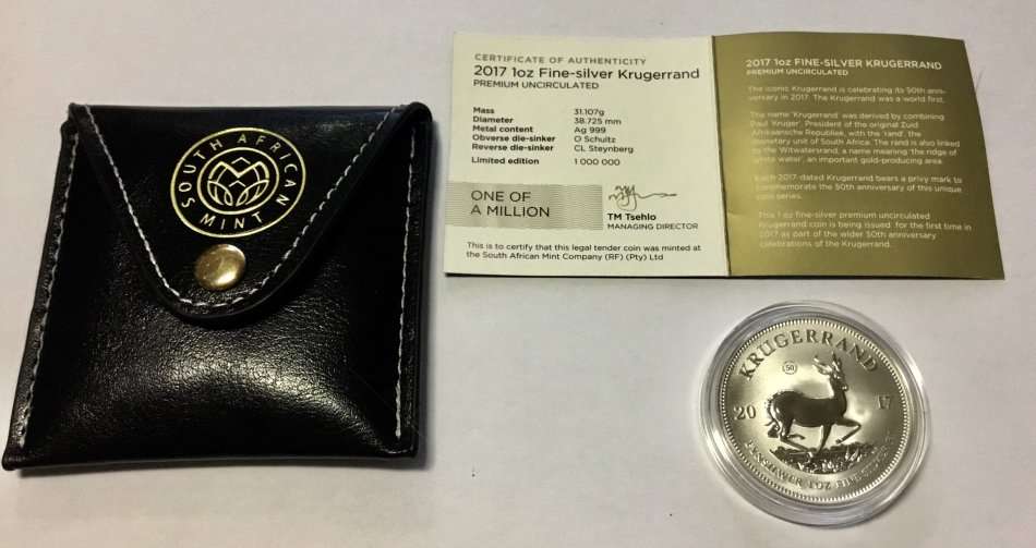 2017 1oz Fine Silver KRUGERRAND - 50th Anniversary