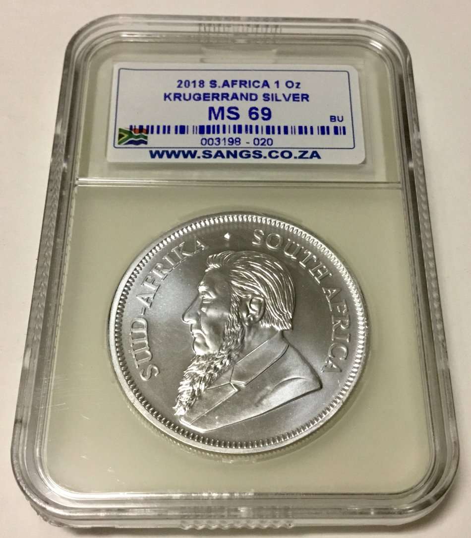 REDUCED PRICE!! 2018 1oz Bullion Silver Krugerrand - Graded MS69 (SIX AVAILABLE)