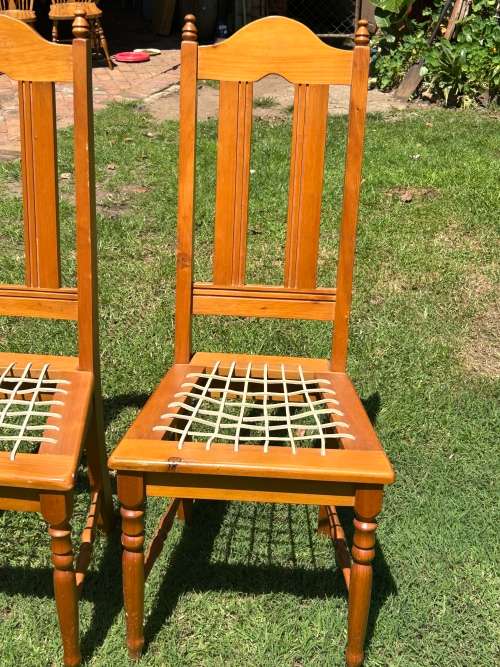 4 x Oregan Pine Riempie Chairs