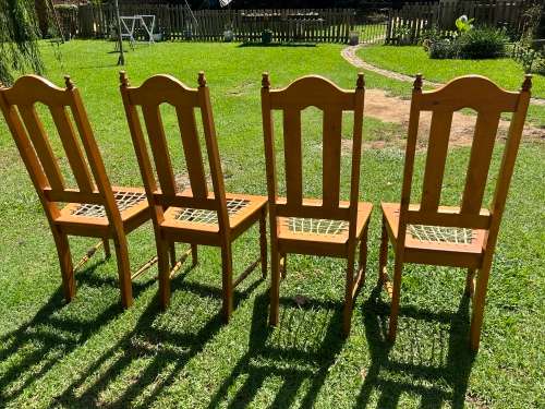 4 x Oregan Pine Riempie Chairs