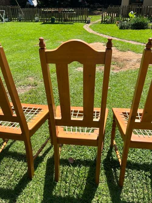 4 x Oregan Pine Riempie Chairs