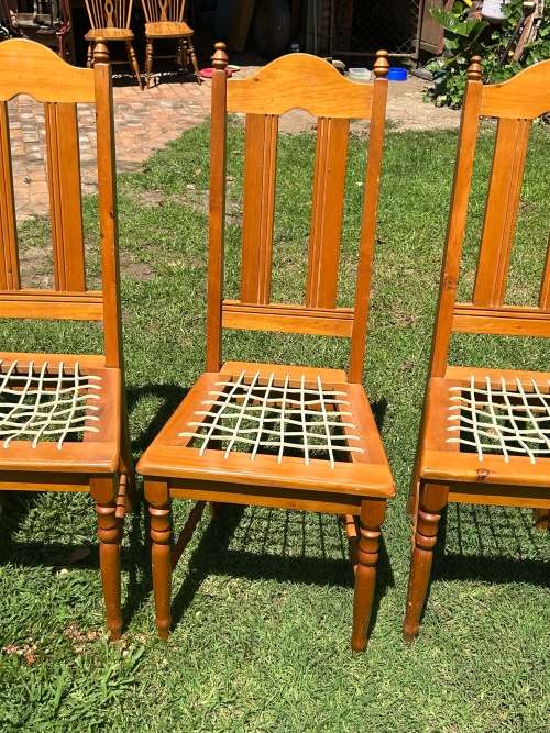 4 x Oregan Pine Riempie Chairs
