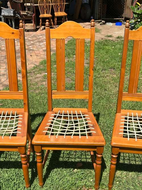 4 x Oregan Pine Riempie Chairs