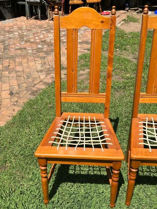 4 x Oregan Pine Riempie Chairs
