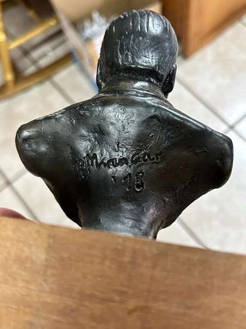 Bust of State President Paul Kruger by Phil Minnaar - Mounted on Wood