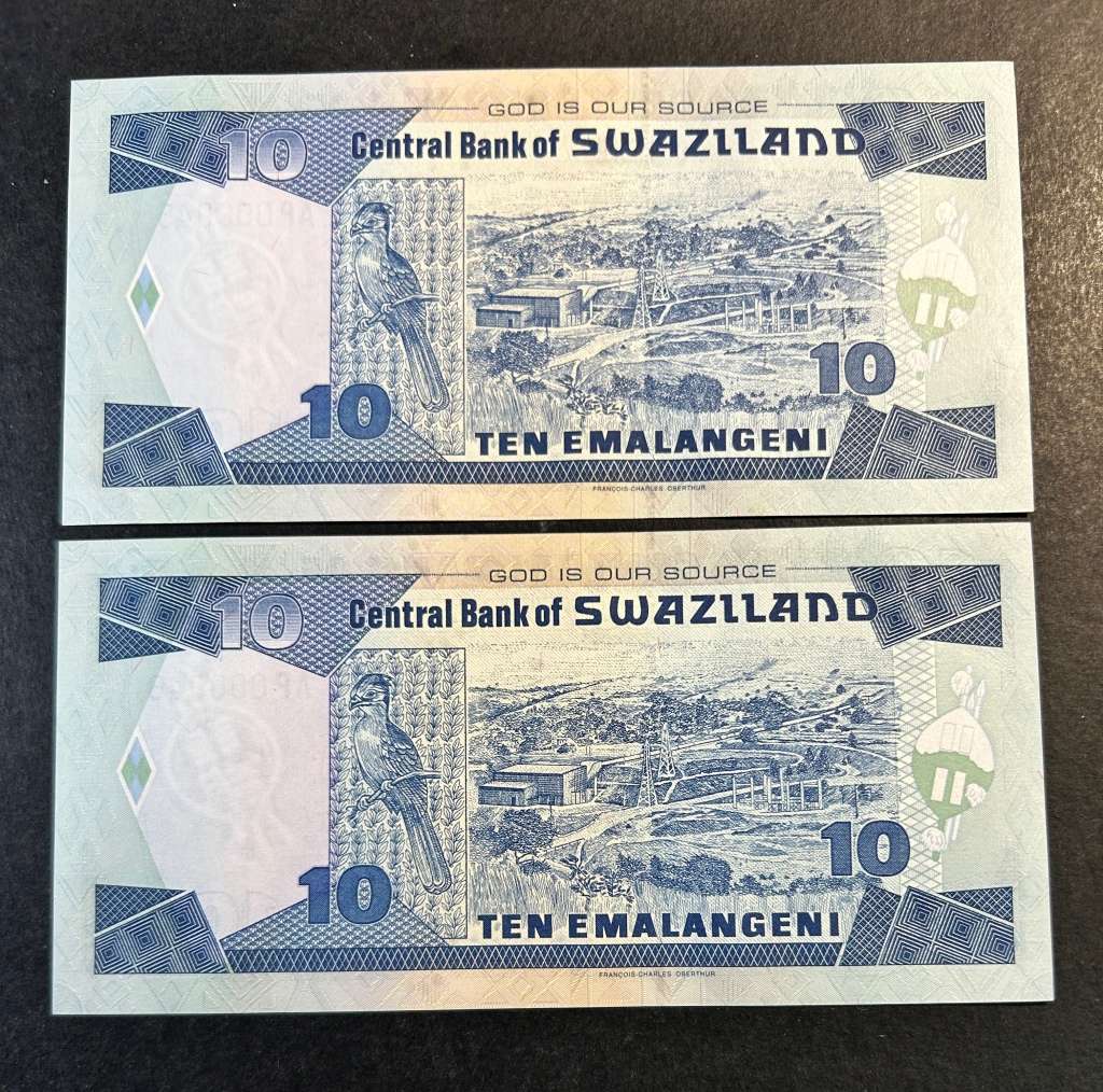 Swaziland 10 Emalangeni notes x 2