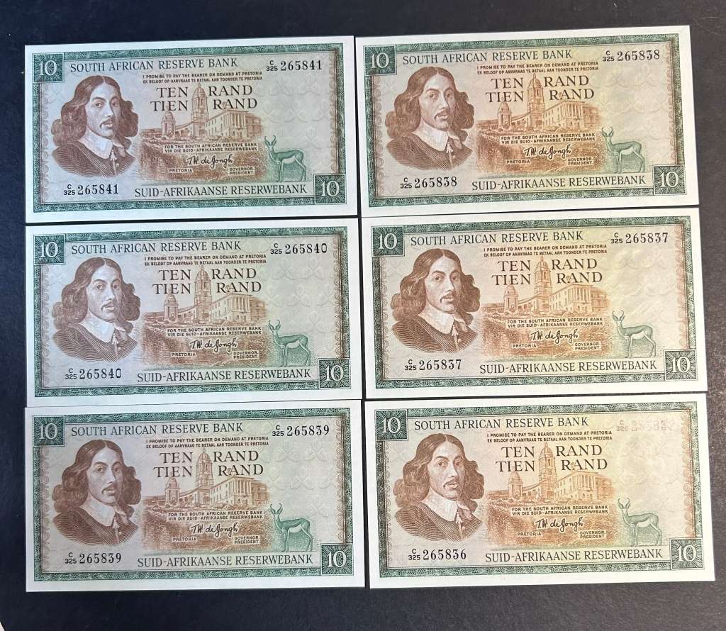 6 x 1975 TW de Jongh R10 notes