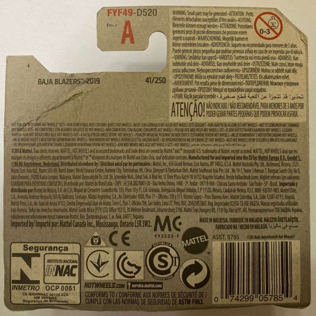 Hotwheels Diecast on Card:2019 Baja Blazers