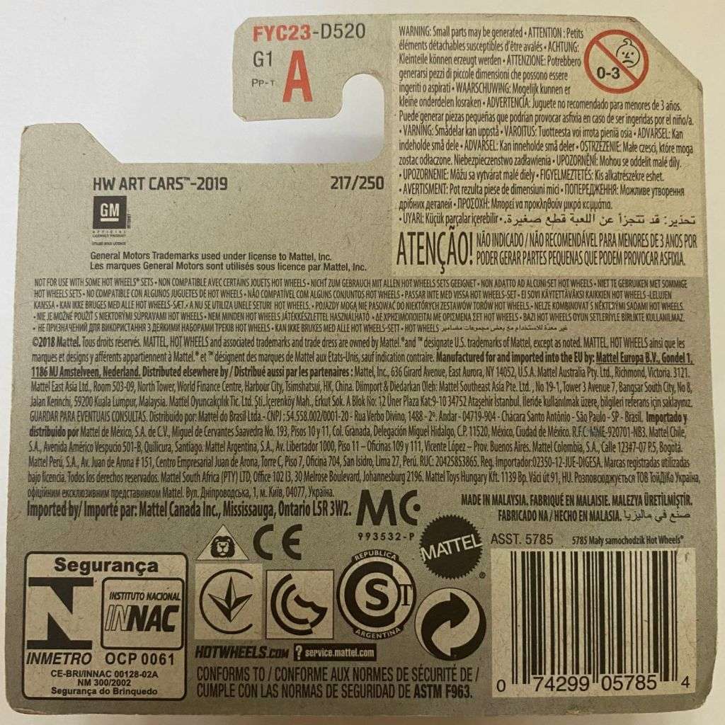 Hotwheels Diecast on Card:2019 HW Art Cars