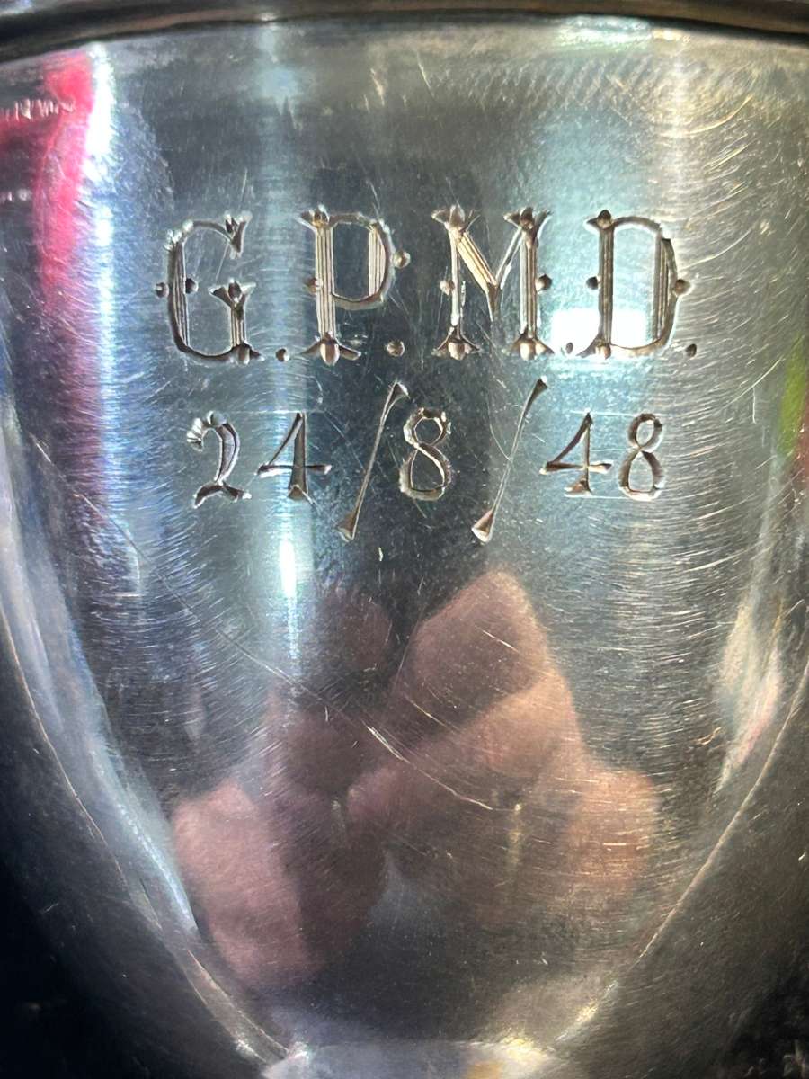 Antique baby Christening gift set in sterling silver.