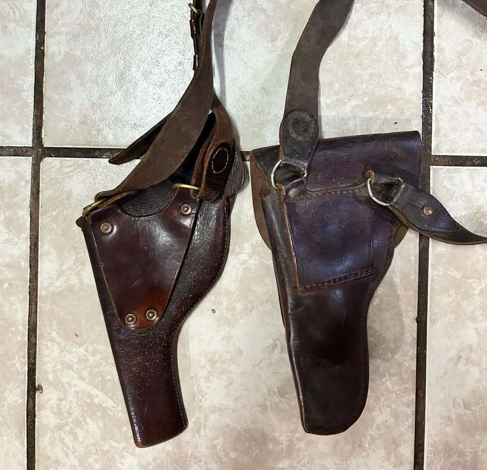Pair of Leather Gun Holders with Straps