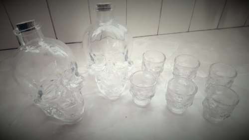 Glass Skull Potion Bottle & Shooter Glasses Large Set