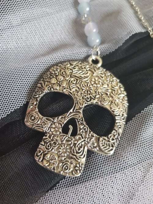 Pastel Beaded Sugar Skull Necklace