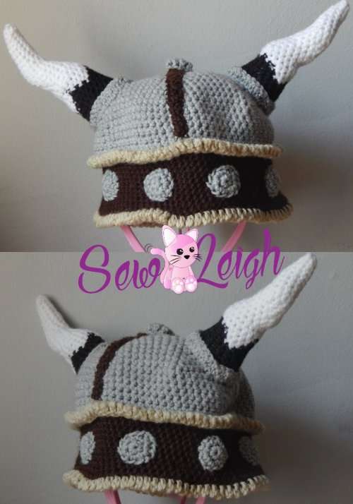 Medieval Viking Helmet Beanie | Beanie With Horns | Winter Crochet Beanie