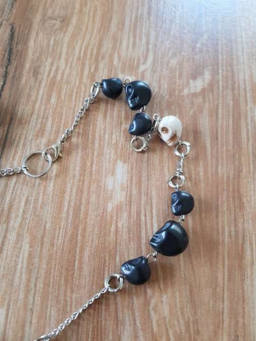 Candy Skull Beaded Necklace With Large Sugar Skull Pendant | Floral Skull | Day Of The Dead