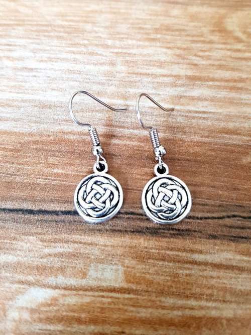 Celtic Knot Disc Earrings, Triquetra Earrings