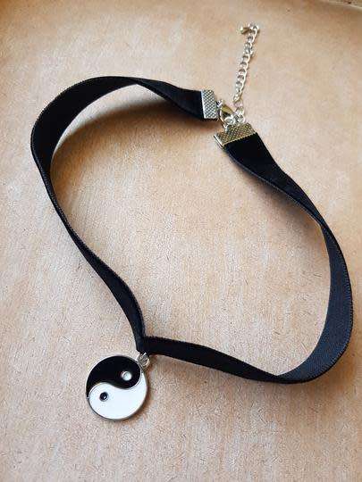 Yin Yang Velvet Choker, Opposites Attract, Balanced Life, Ying Yang Pendant