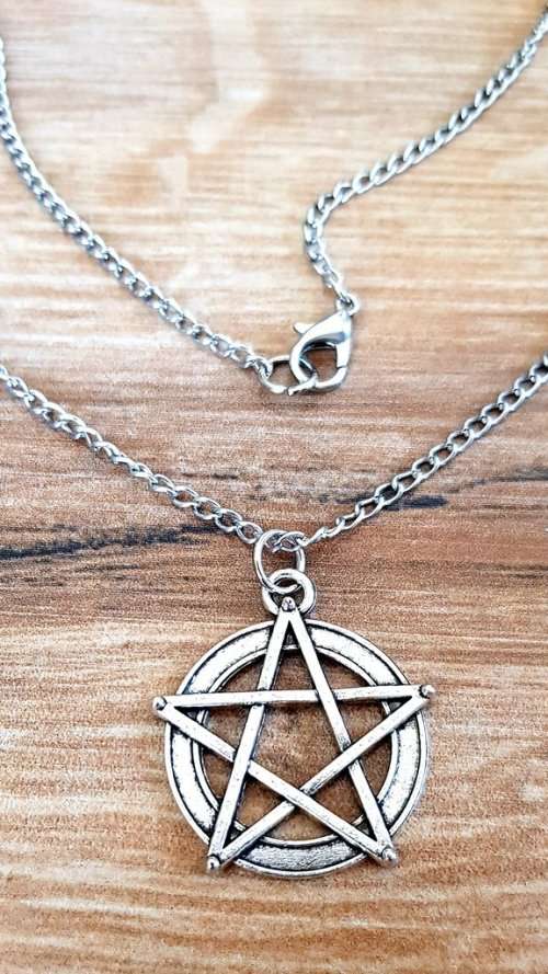 Pentagram Necklace, Rustic Pentacle Pendant, Gothic Goth Jewellery