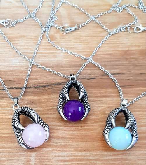 Dragon Claw Crystal Necklace | Opalite | Organic Jewellery | Mystical Creature | Esoteric