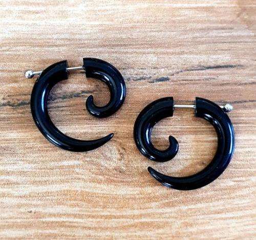 Faux Spiral Earrings, Fake Stretchers, Illusion Gauges, Fake Plugs, Fakies, Pair