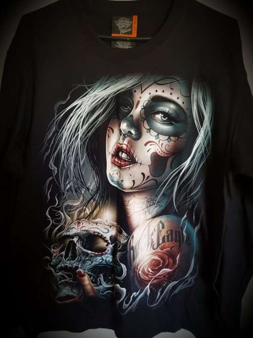 Sugar Skull Lady Unisex Long Sleeve Shirt, Skeleton Day Of The Dead Design Top ~ XXXLARGE ~