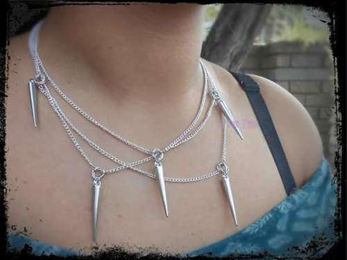 Maze Necklace, Spikes Charms Pendant, Spike Necklace, Spiky Accessories, Layered Fashion Necklace