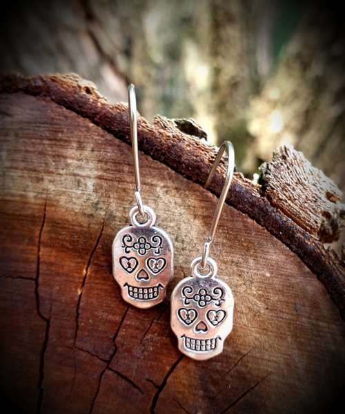 Sugar Skull Earrings, Day Of The Dead Jewellery, Skeleton Accessories