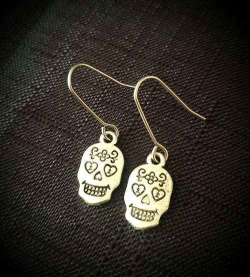 Sugar Skull Earrings, Day Of The Dead Jewellery, Skeleton Accessories