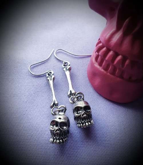Bone & Skull Earrings, Skeleton Earrings, Gothic Goth Jewellery, Alternative Accessories