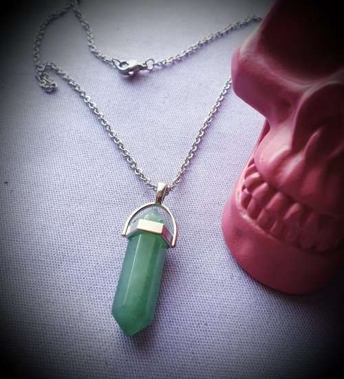 Green Aventurine Necklace, Crystal Esoteric Jewellery, Organic Necklace