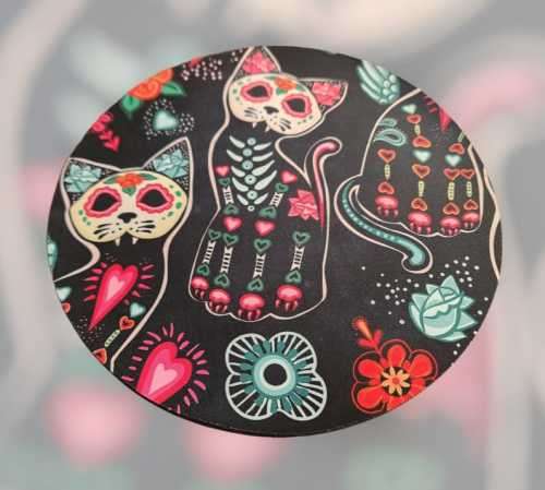 Day Of The Dead Kitties Round Mousepad