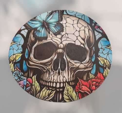 Skull Stained Glass Effect Round Mousepad