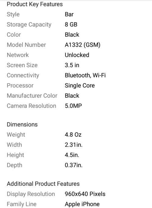 NEW Apple iPhone 4 8GB 5MP Camera IOS Smartphone