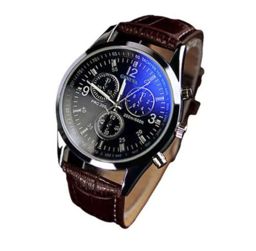 Luxury Fashion Faux Leather Mens Analog Watch
