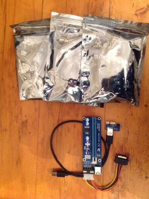 Four Pack PCIE 16x to 1x Graphics Card Risers for Ethereum Mining